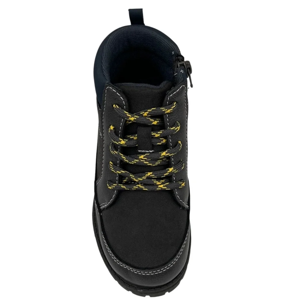 Carter's Little Boy's Trail Hiking Ankle Boots Size 11 Gray Navy Blue Side Zip